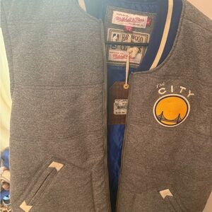 Mitchell & Ness Gray Golden State Warriors Vest with Blue Lining